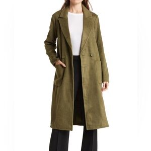 Nordstrom Rack Women’s L Two Button Twill Coat Green